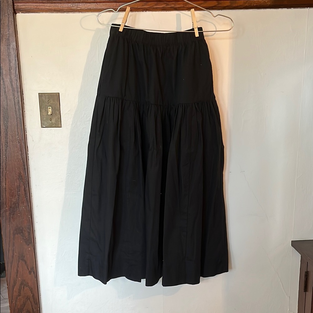 Cotton Poplin Black Drop Waist Skirt